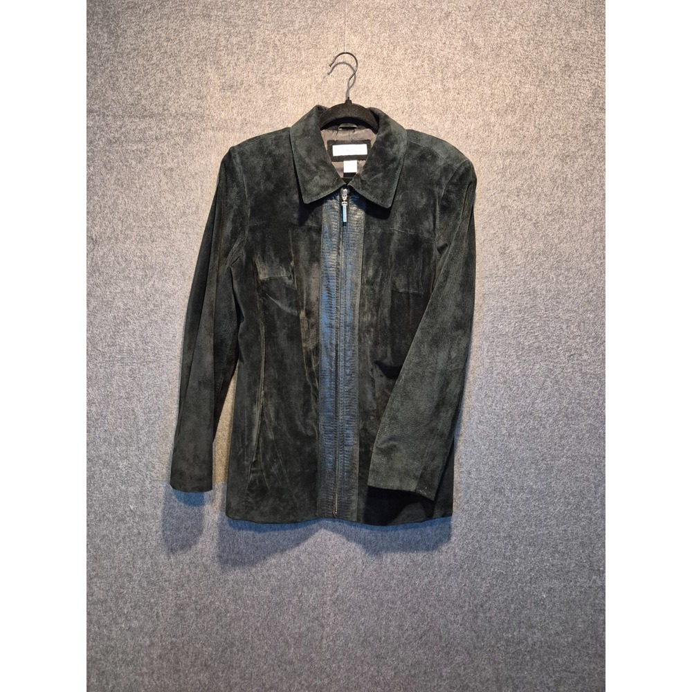 Vtg Preston & York Soft Suede & Leather Full Zip Lrg Jacket Y2K Whimsigoth